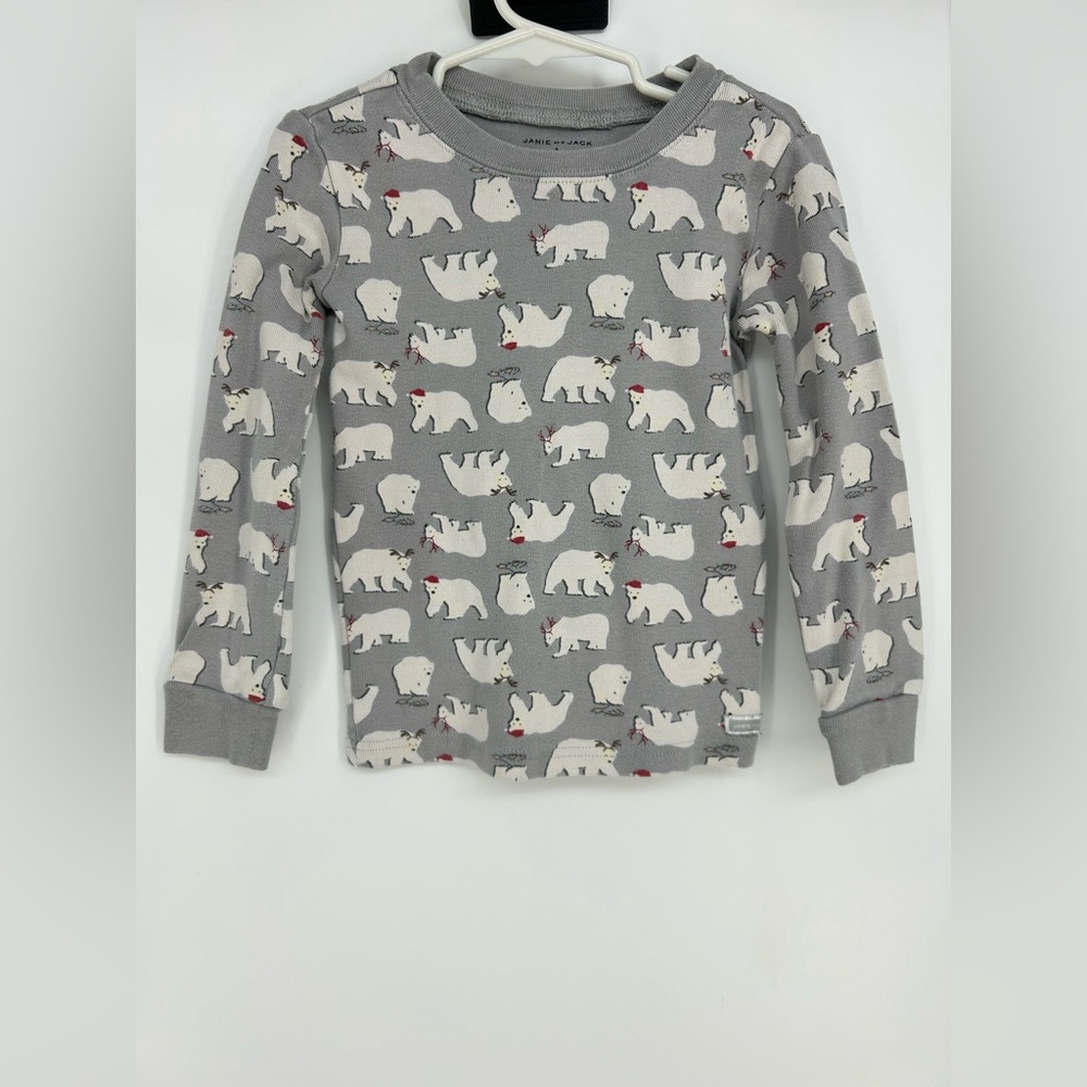 JANIE AND JACK Polar Bear Cotton Gray‎ Crewneck Sweater- Boys Size 6